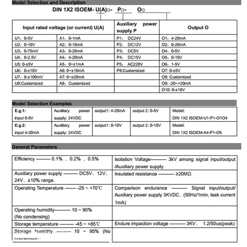 DIN Rail Mounted 1-Input 1-Output, 1-Input 2-Output, 1-Input 3-Output Current Voltage Signal Galvanic Isolators